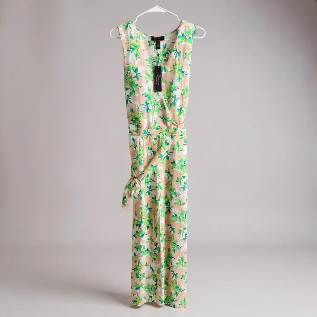 Christian Siriano Leaf Print Jumpsuit - Green and Cream - Image 2