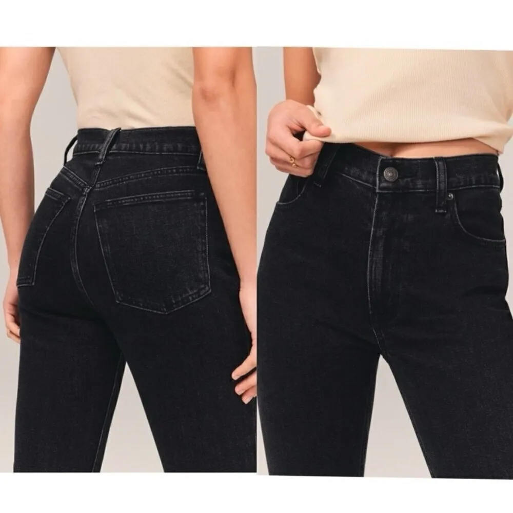 NWT Abercrombie Denim‎ Split Leg High Rise Black Jeans Stretch New Plus Size 24 - Image 2