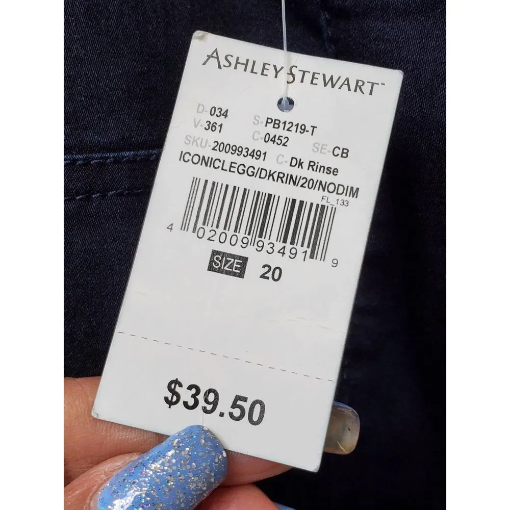 Ashley Stewart Women's Solid Blue Cotton Mid Rise Skinny Fit Leggings Size 20T - Image 5