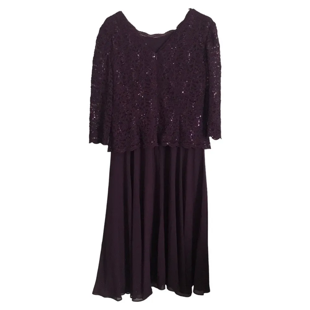 Alex Evenings Womens Size 12 Tea-Length Lace Mock Special Occasion Dress, Deep - Image 8