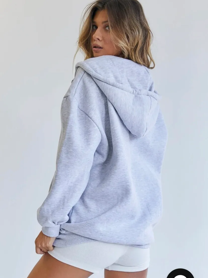 Princess Polly Florida Oversized Zip Up Sweatshirt Grey - Image 2