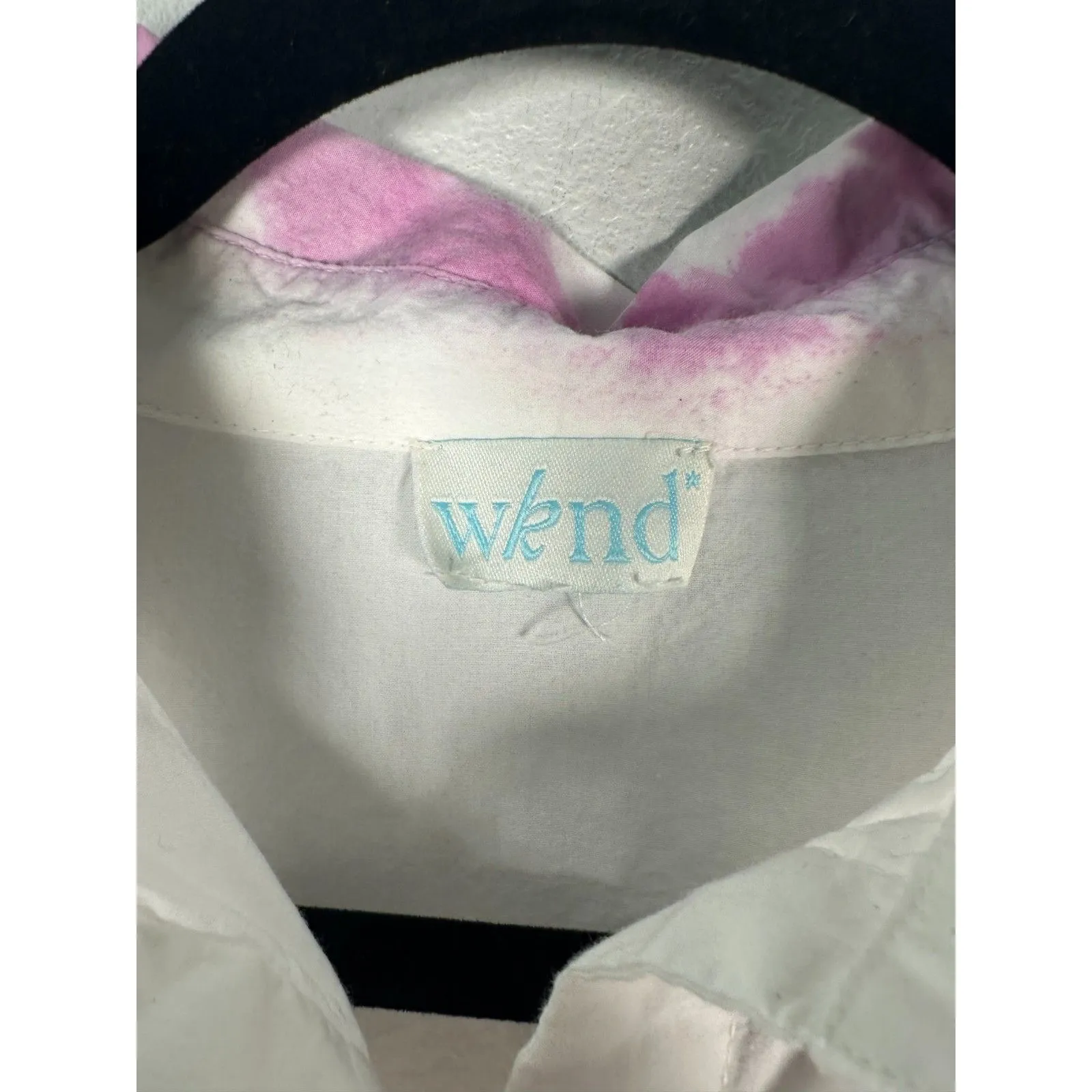 Wknd Wyfr Tulum Pink White Tiered Puff Sleeve Button Bubble Dress Size Medium - Image 6