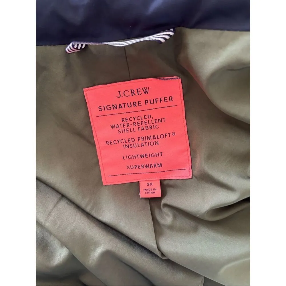 J. Crew Womens Navy Primaloft Insulated Quilted Signature Puffer Jacket Size 3X - Image 2