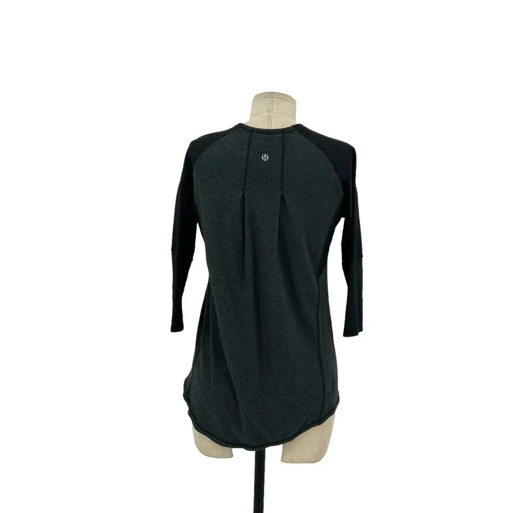 Lululemon Spincity Top Long Sleeve Zip Tee Layer Heathered Black Gray Size 6‎ - Image 6