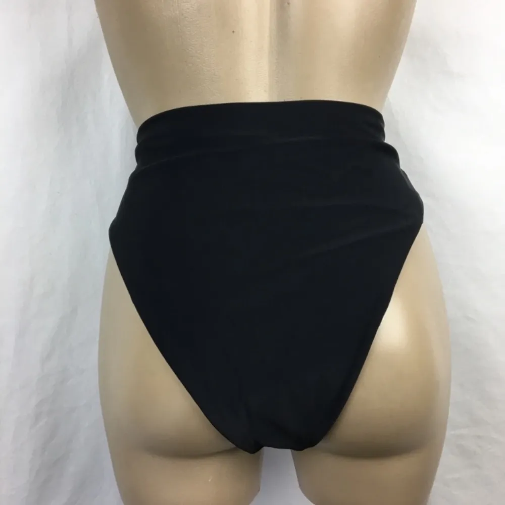 French Cut High Tie Waist Black Bikini Swim Bottoms M New Size M - Image 5