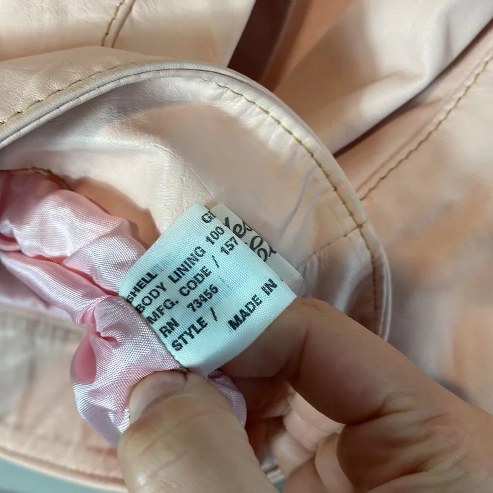 Vintage 90s pink leather jacket Pink Size M - Image 4