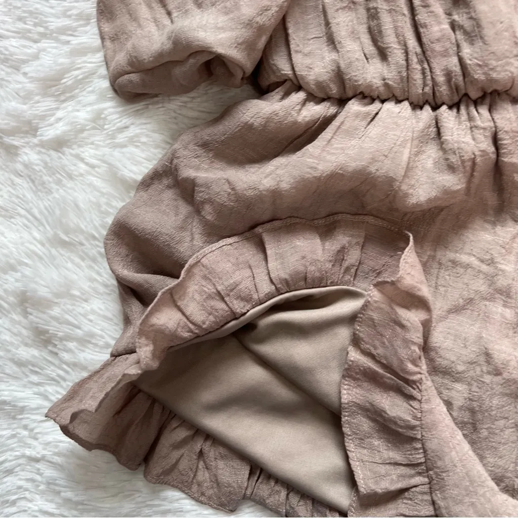 Wishlist Women’s Ruffle Off-Shoulder Romper - Taupe - Image 7