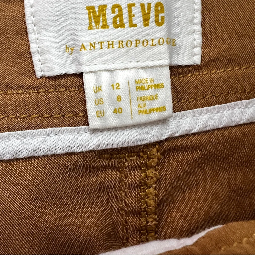 Maeve Anthropologie Colette Wide Leg Cropped Pants Ochre Mustard Linen Blend 8 - Image 7