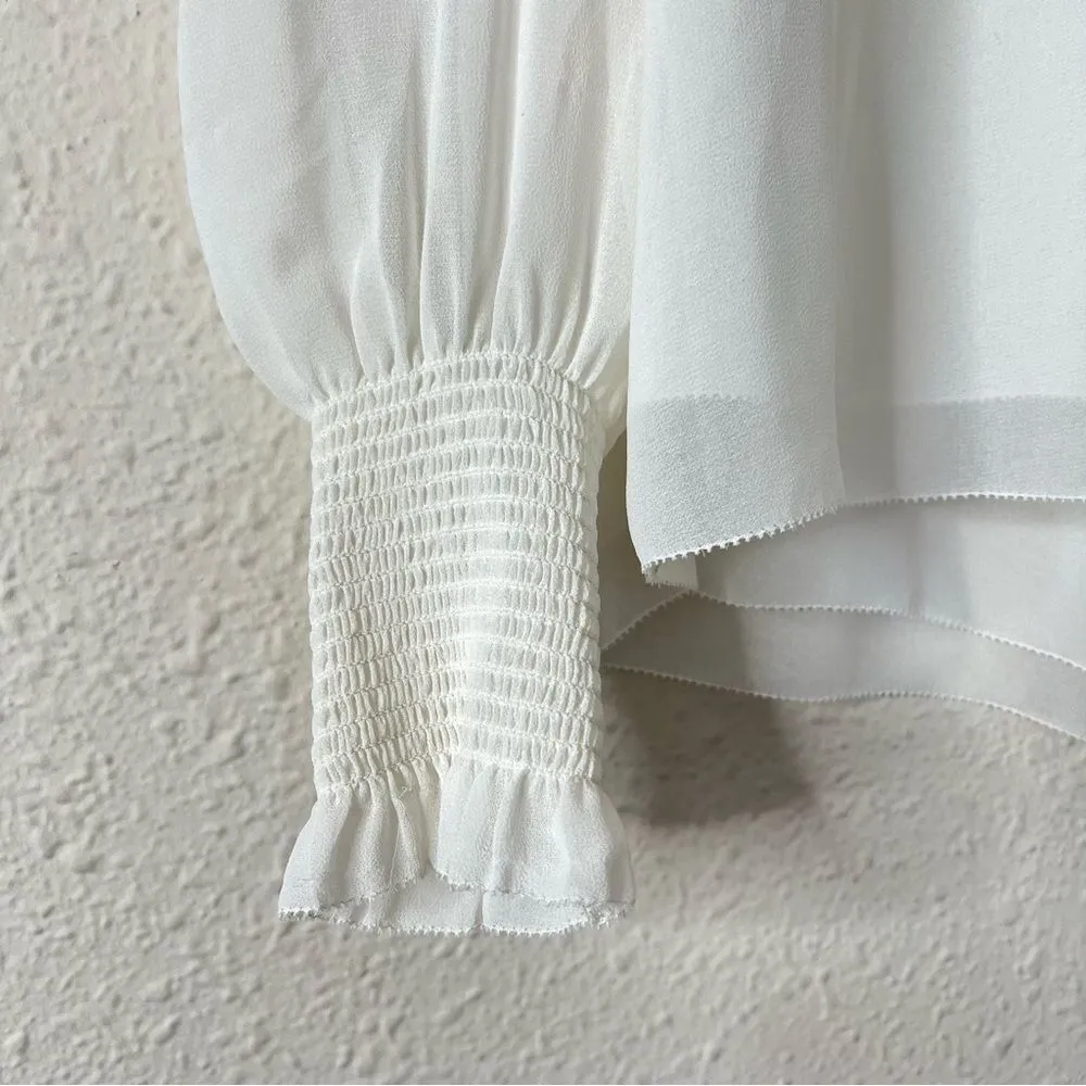 Aritzia Wilfred Valencia Blouse in White Size S Long Sleeve Chiffon - Image 7