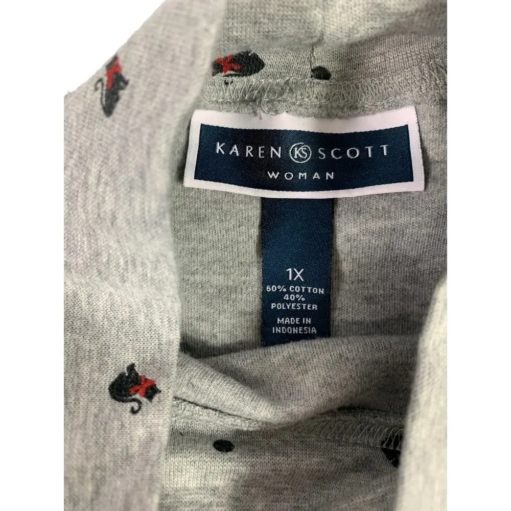 Karen Scott Women's Kitty Kitty Light Grey Top - Image 3