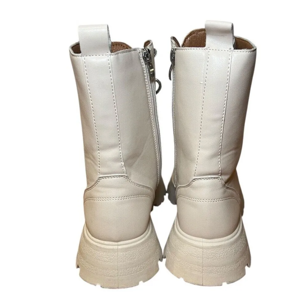 Wild Diva Rhinestone Embellished Laceup Military Lugsole Combat Boots Size 8.5 - Image 5