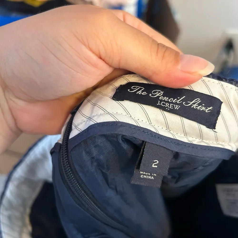 J.Crew Navy Blue Wool Pencil Skirt - Image 3