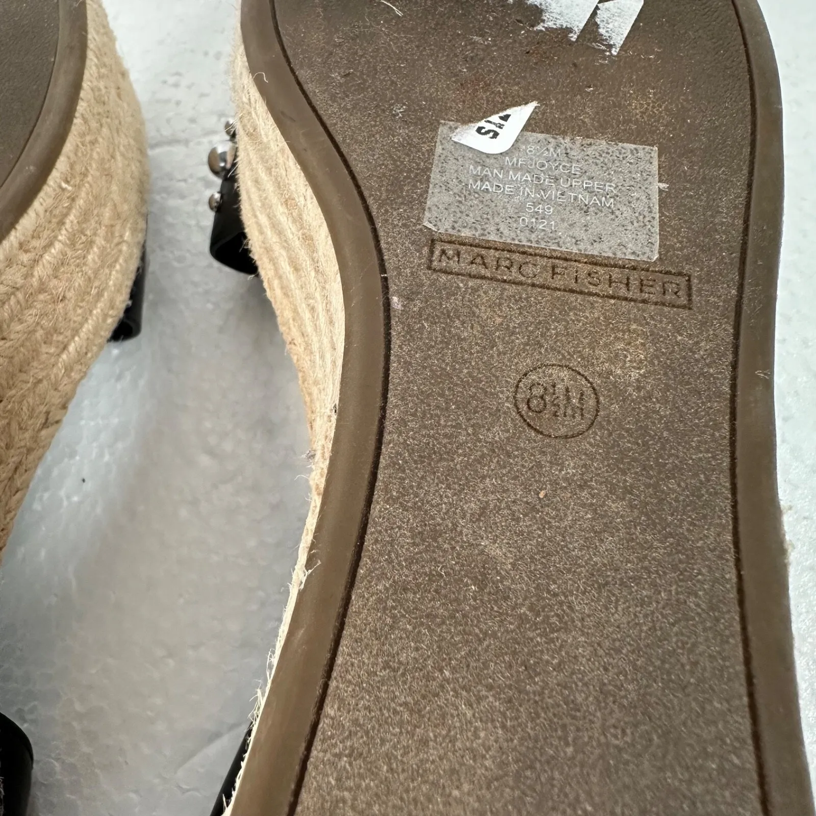 Marc Fisher Studded Espadrille Wedges Women's 8.5 Joyce Black Ankle Strap 2.5" - Image 10