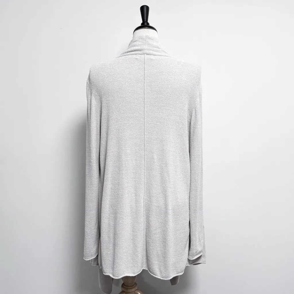 Barefoot Dreams Cozychic Ultra Lite Fog Gray Hi Lo Waterfall Lapel Cardigan L XL - Image 5