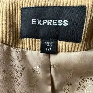 Express Wide Wale Tan Corduroy Concealed Button Jacket Button Up CollarSize‎ 7/8 - Image 11