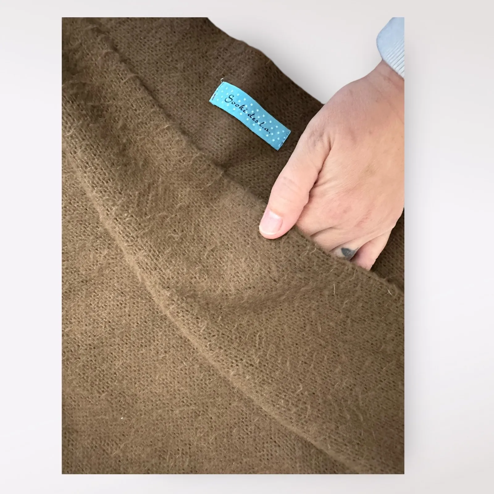 Sooki Des‎ L.A. Vintage Y2K Brown Floral Knit Shrug Scarf Cottage Boho Size M - Image 5