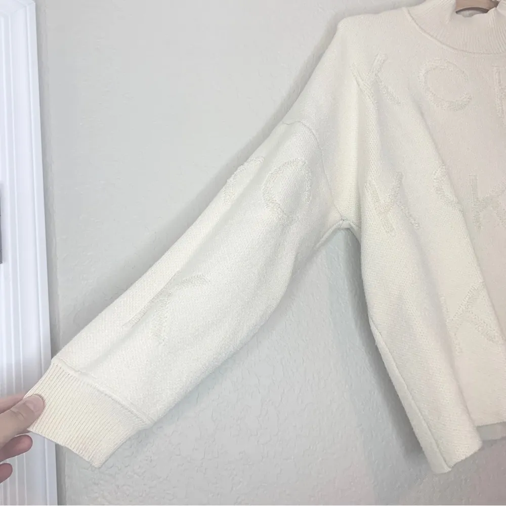 Calvin Klein Women's Heavy Turtleneck Jacquard Long Sleeve Ck Logo Sweater L - Image 6