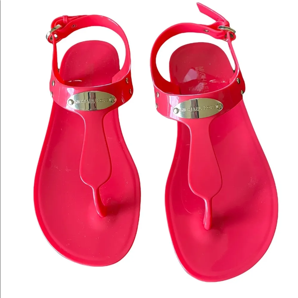 NEW MICHAEL KORS Plate Jelly Coral Reef Toe Post Sandal  CORAL - Image 6