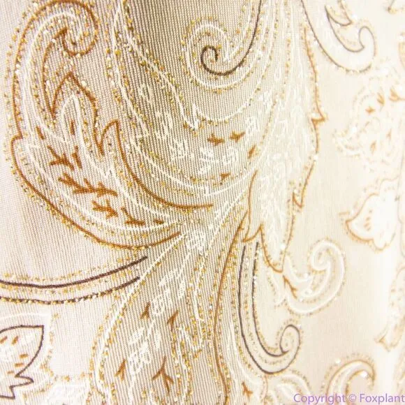 Vintage Alex Evenings floral embellishment‎ top beige/ brown dress, size 12 - Image 12