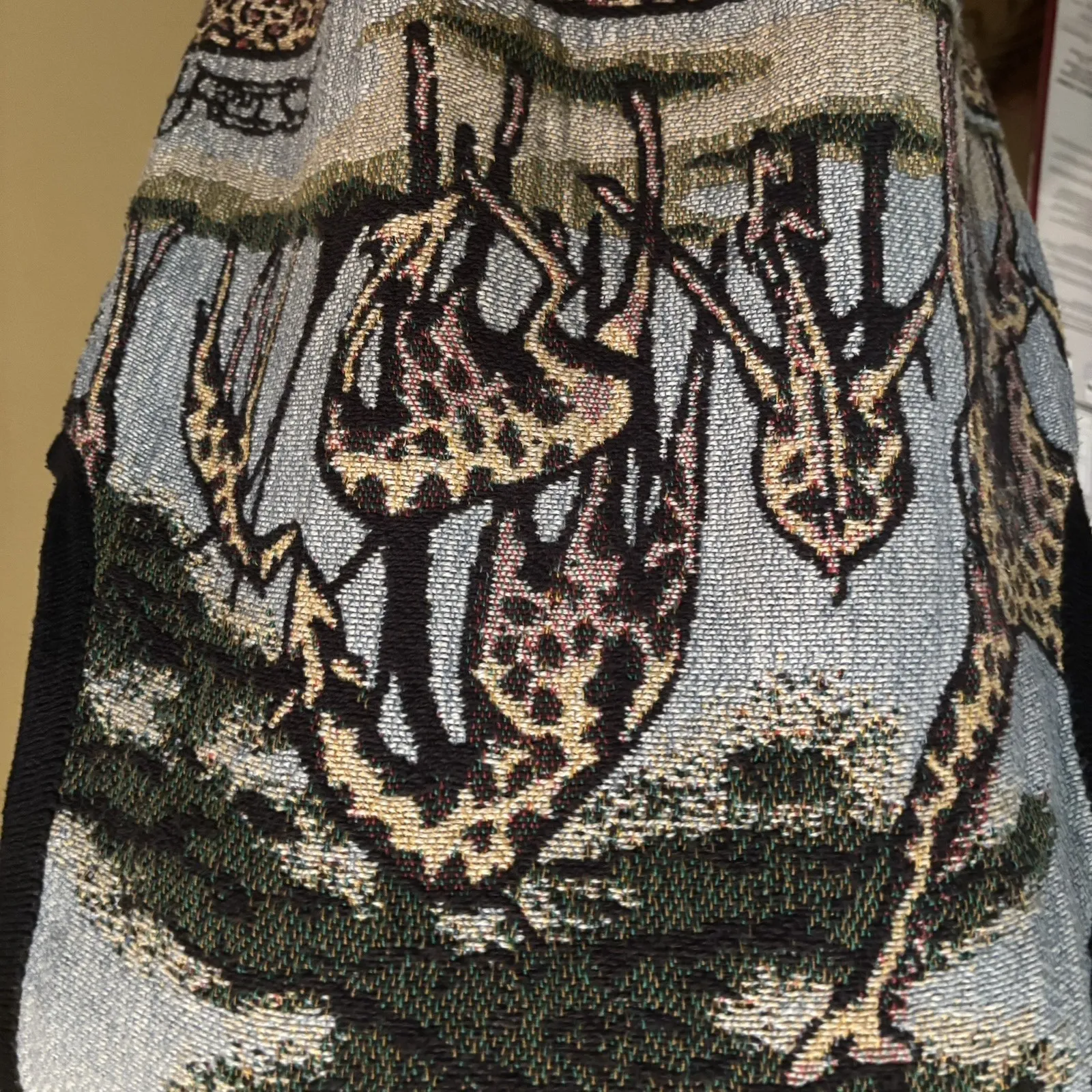 Vintage‎ Safari Animal Print Vest Lions Giraffes Zebra Leopard Tapestry Knit XL - Image 4