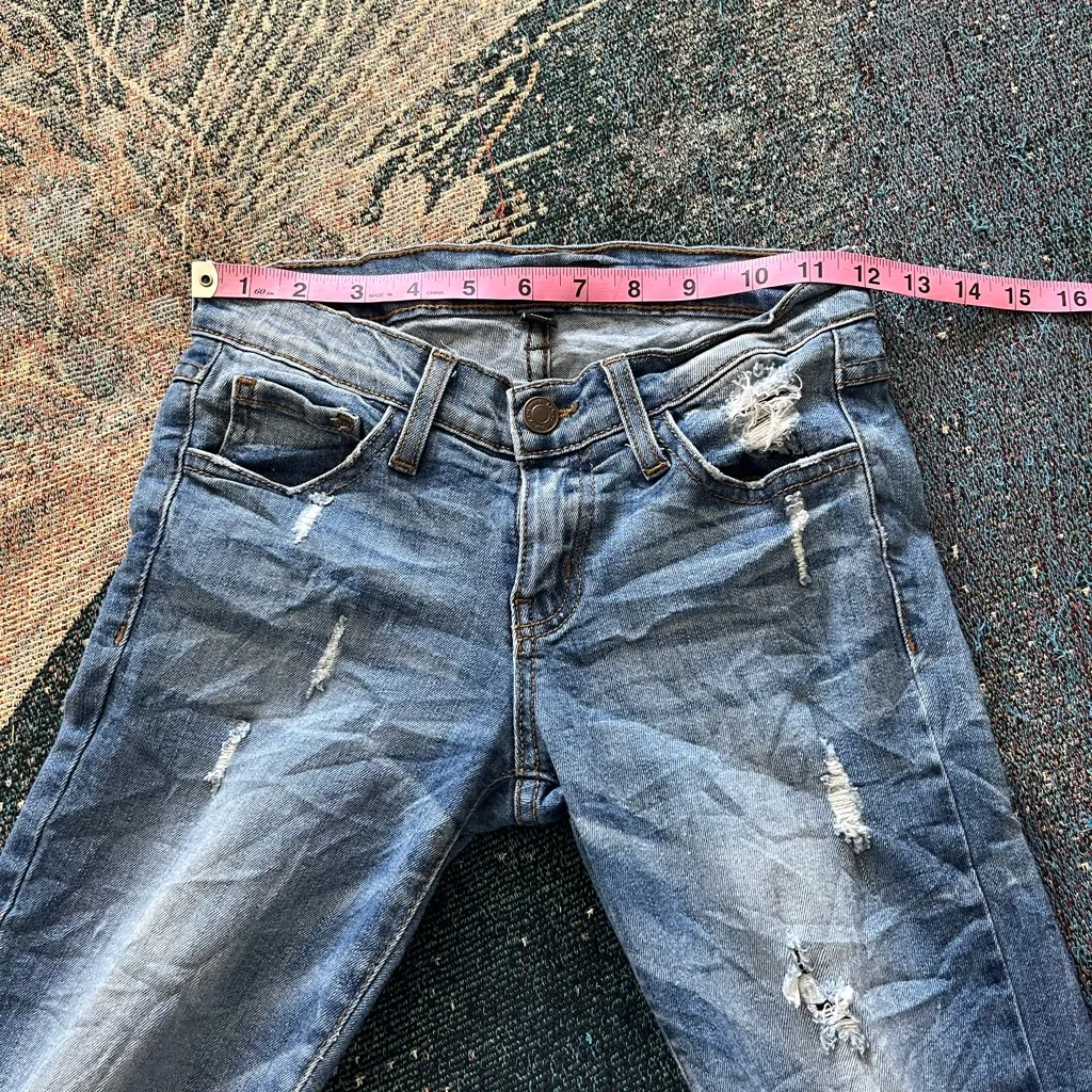 Flying Monkey Platinum Skinny Jeans Low Rise Distressed Women’s 24 Medium Wash - Image 13