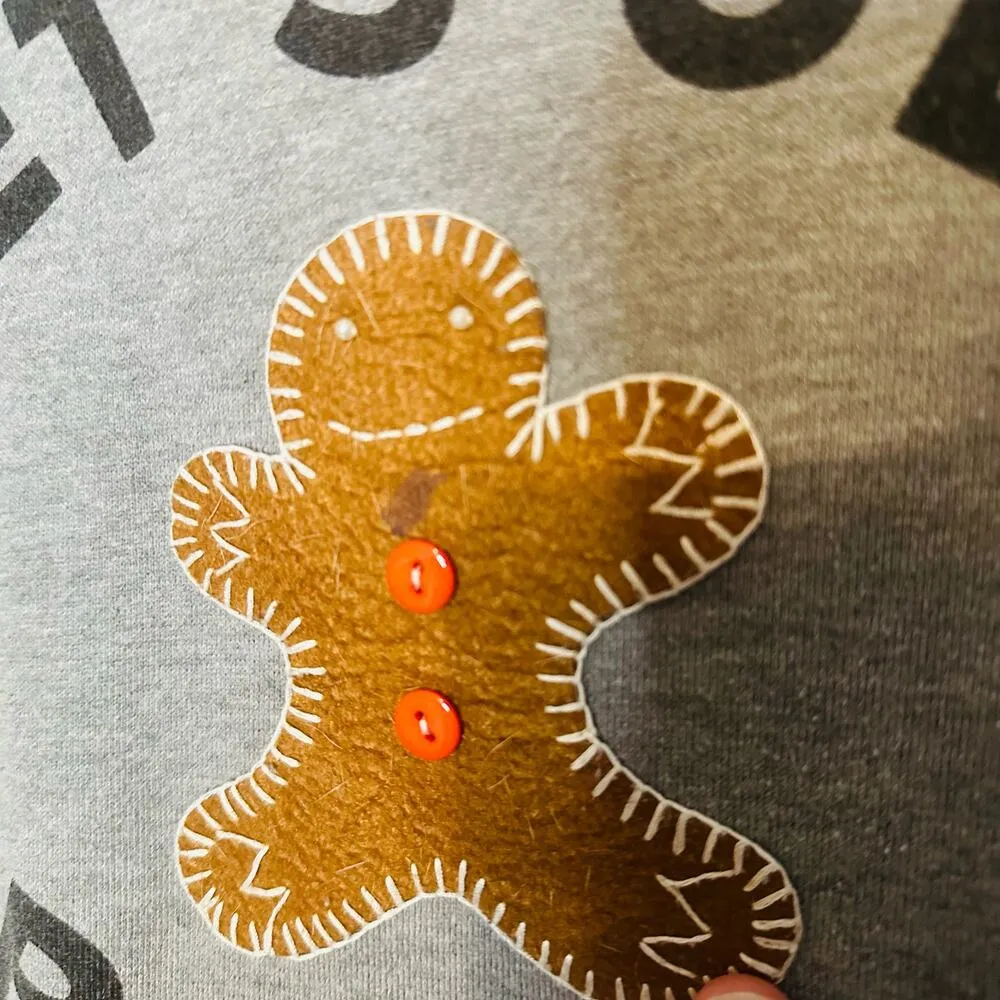 Sweet Claire Ugly Gingerbread Grey Let’s Get Baked Crewneck Sweatshirt Size M - Image 6