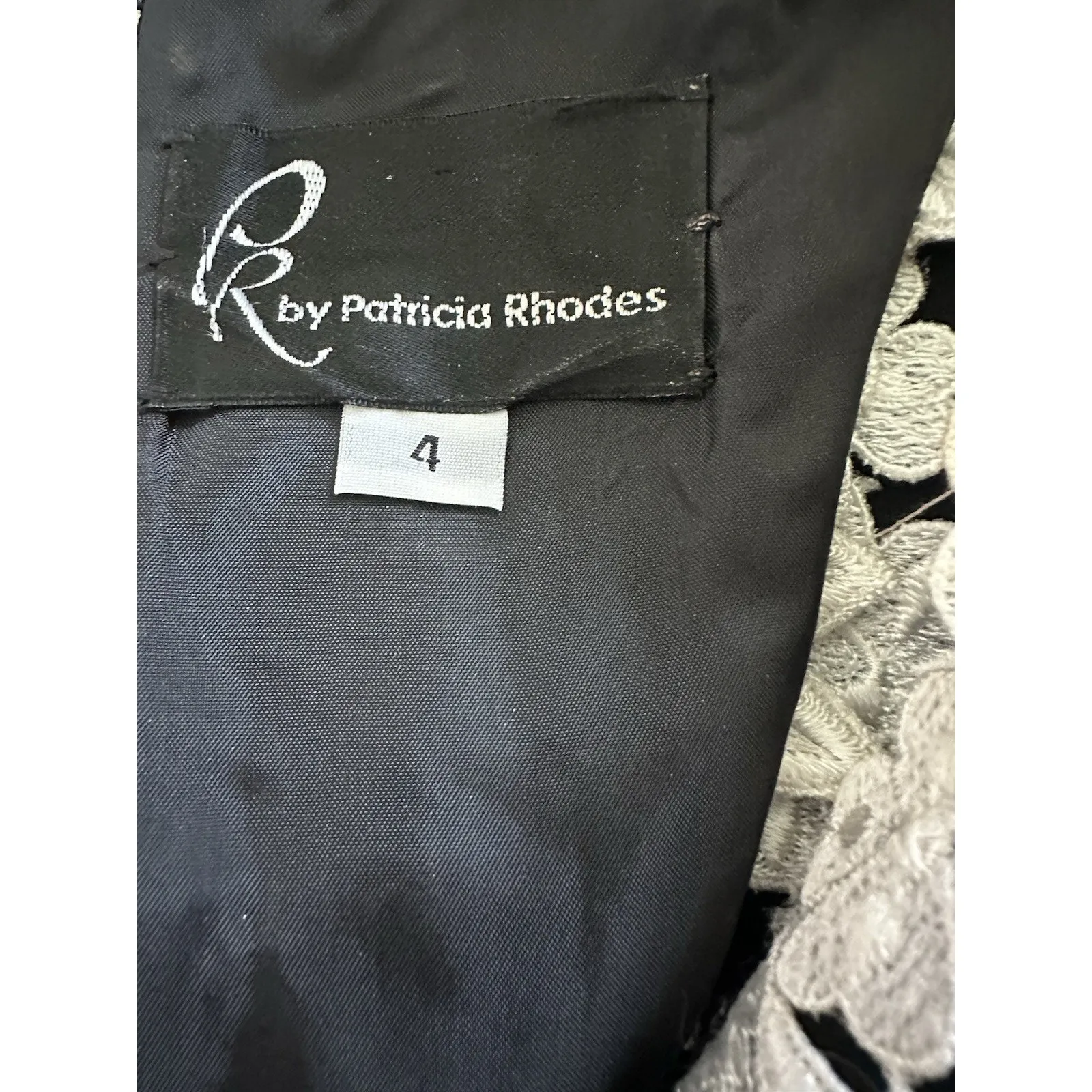 Vintage Y2K Patricia Rhodes Dress Black with White Lace Size 4 Vintages - Image 6