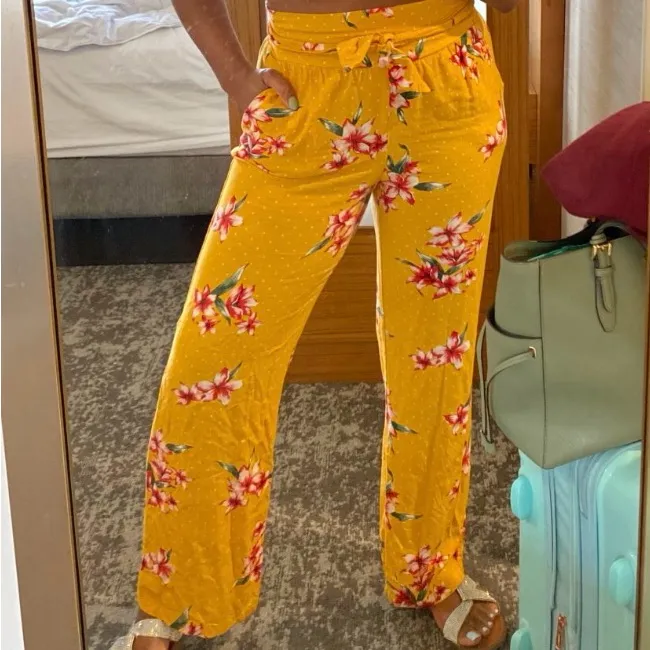 Guess Yellow Floral Pants - Image 3