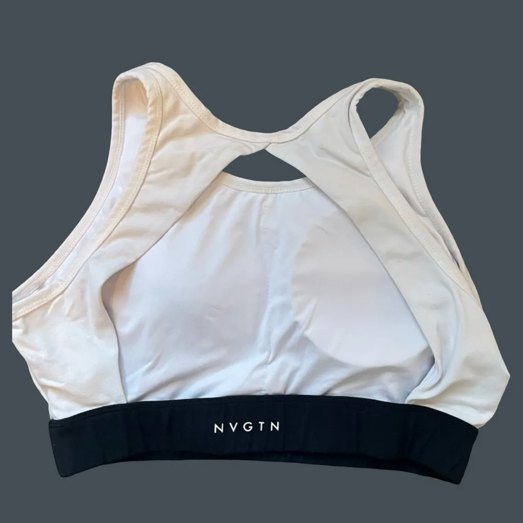 NVGTN Eclipse Seamless Sports Bra White Black Size M - Image 2