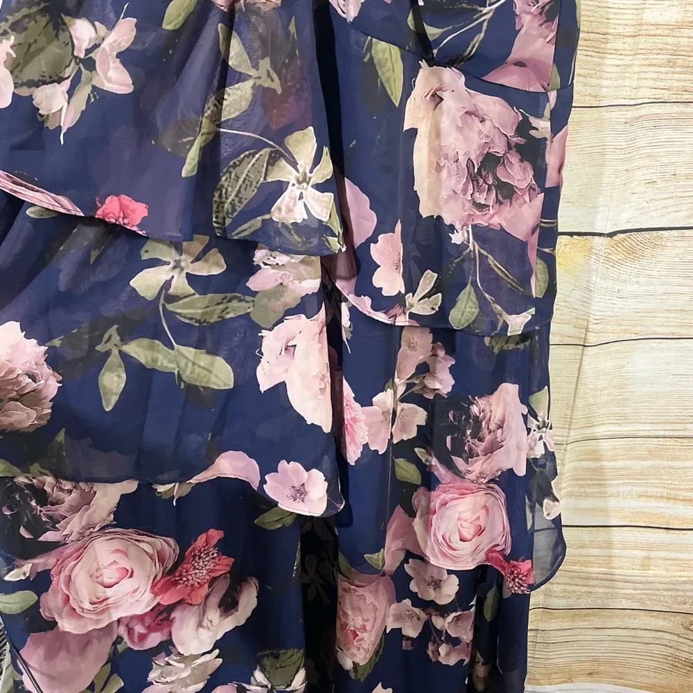 floral tiered chiffon lined gown women size 4 - Image 14