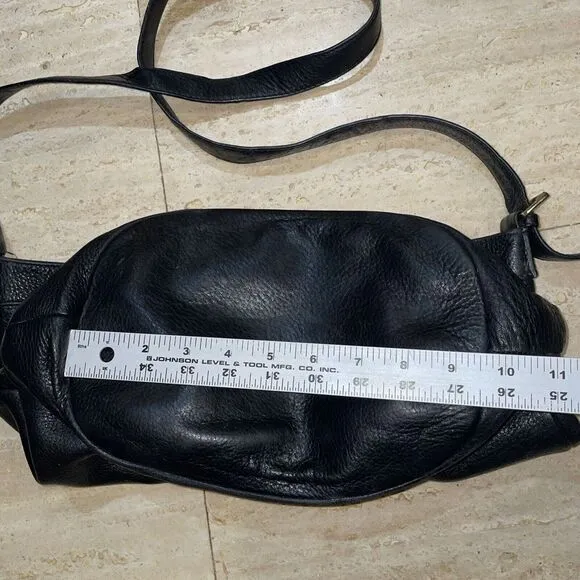 Tory Burch Pebbled Leather‎ Large Crossbody HOBO Bag TOTE Black Perforated Logo - Image 6