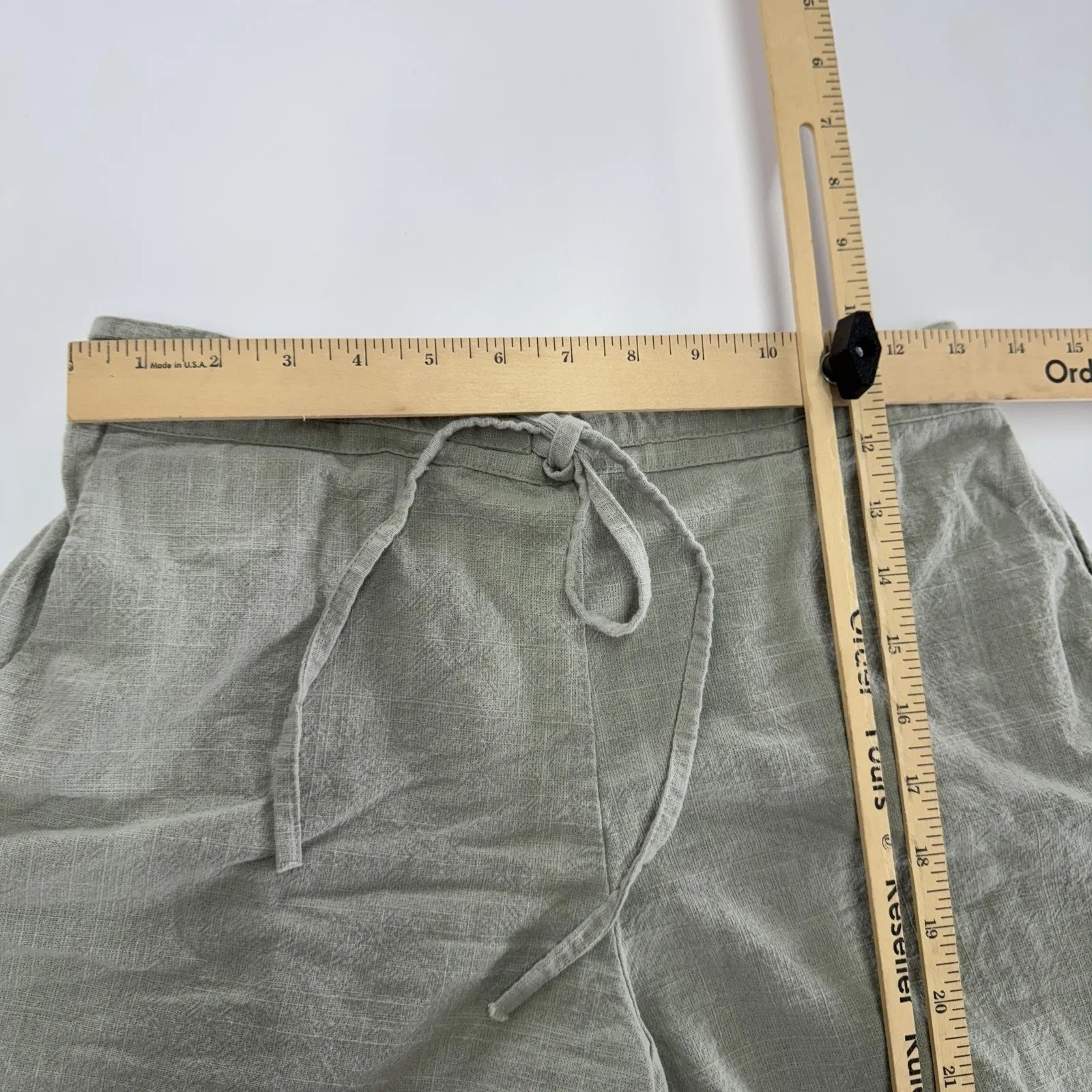 Oak + Fort Shorts Womens Medium Green Drawstring Waist 100% Cotton Casual Summer - Image 6