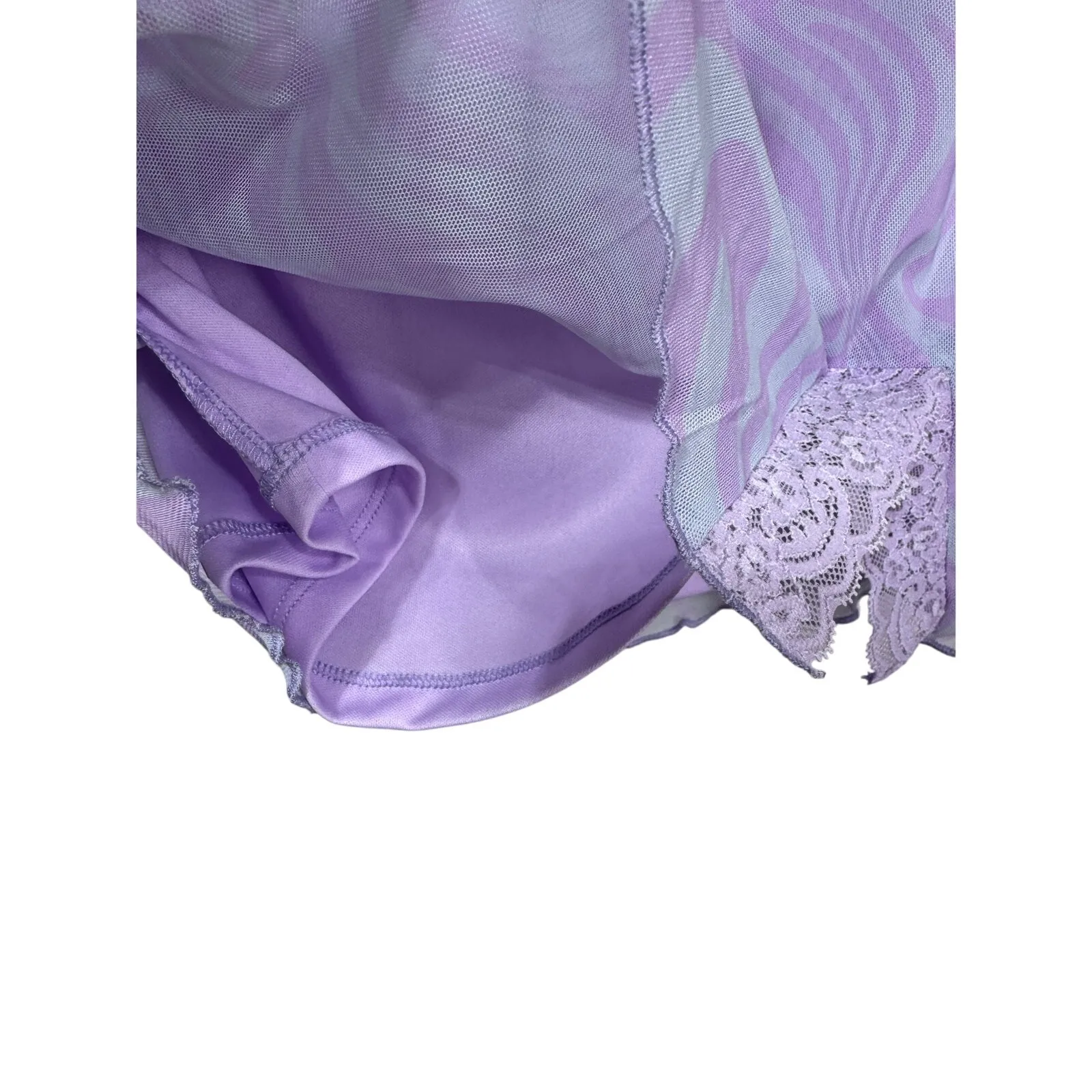 Forever 21 Y2K Lavender Sky Blue Swirl Print Mini Skirt Lace Trim Women's XS New - Image 6