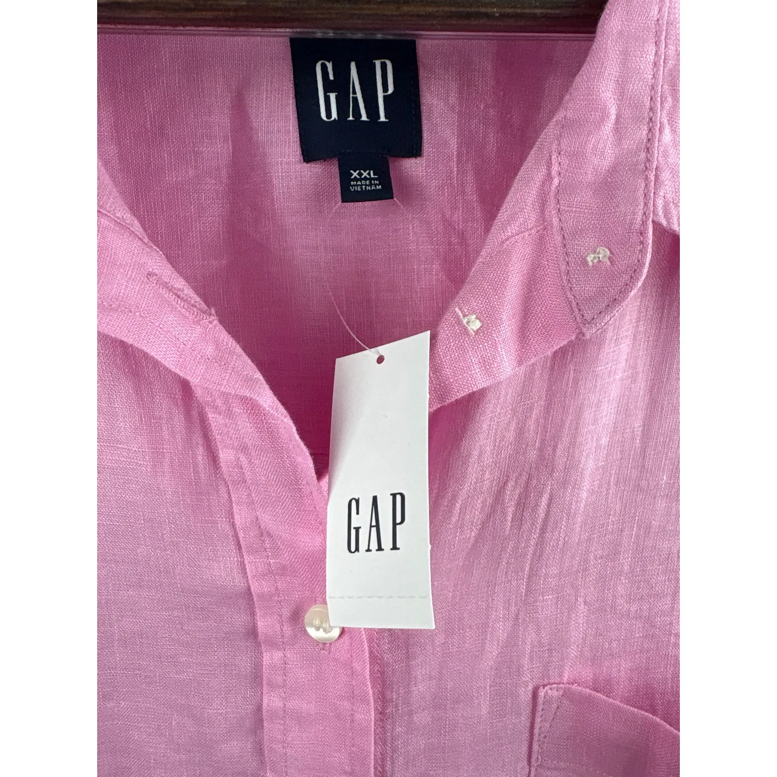 Women’s Old Navy XXL Bubblegum Pink Linen Button Up - Image 5