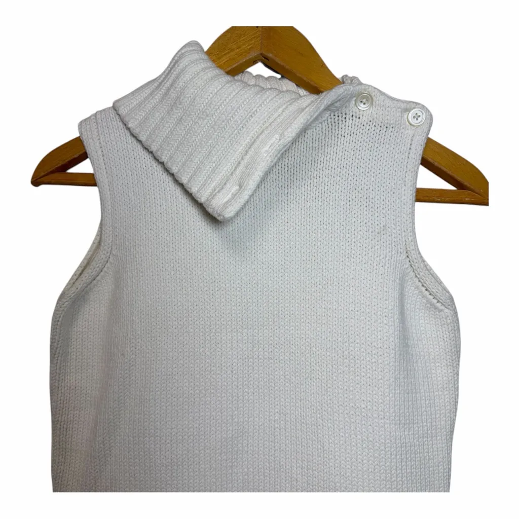 GAP VTG Sleeveless Knit Button Turtle Neck Cowl Sweater Vest Y2K White Size S - Image 3