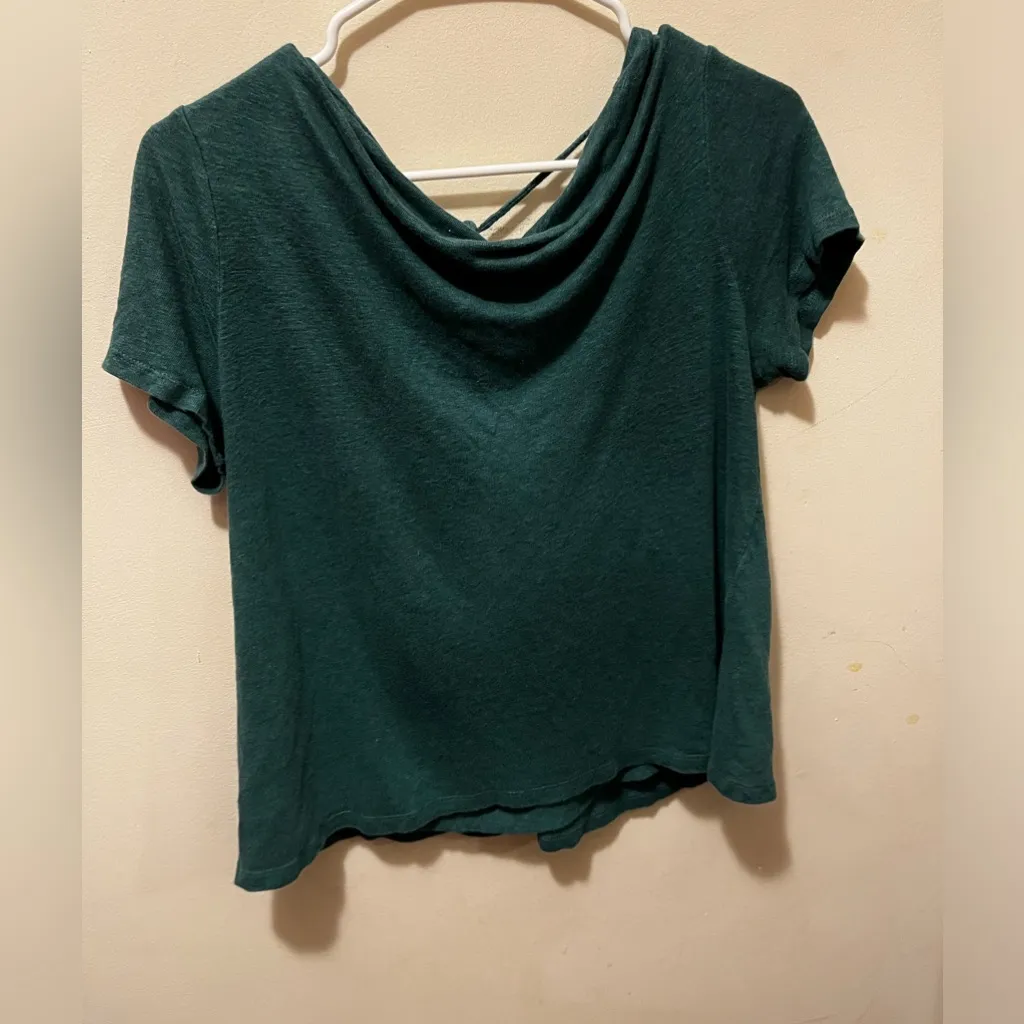 Anthropologie Maeve Tie Back Drape Front Top -‎ Size Medium 100% linen - Image 4