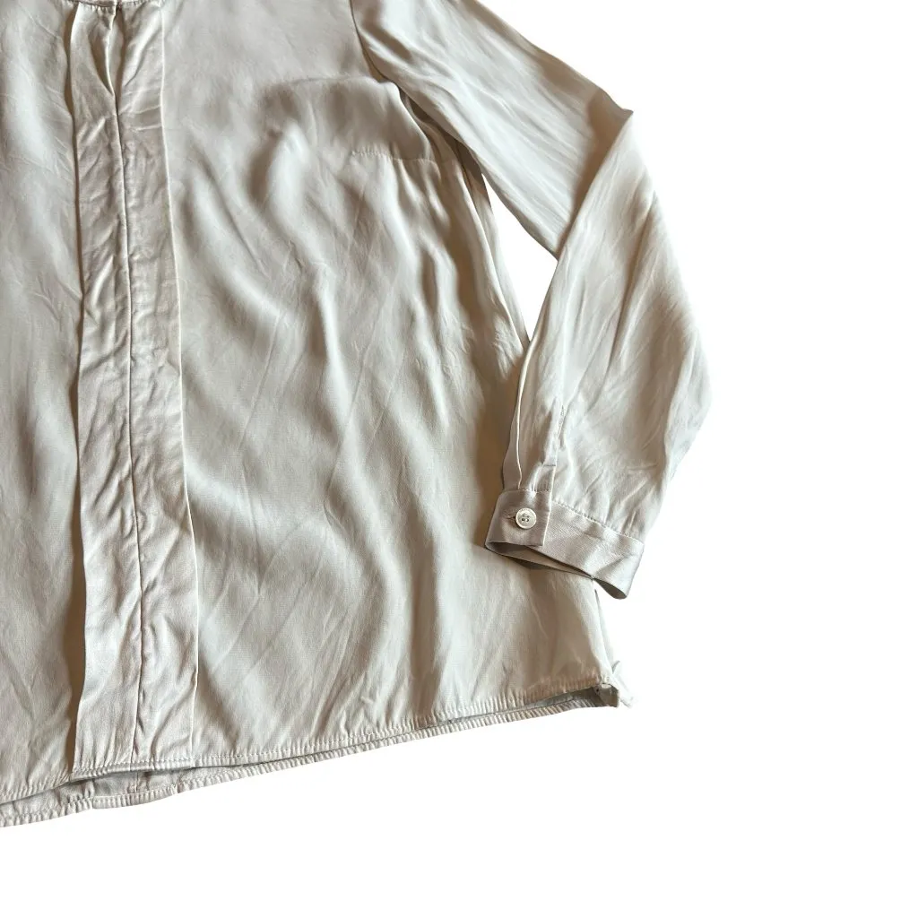 Lafayette 148 100% Silk Long Sleeve Blouse Top Shirt Cream Satin Size 4 Women's - Image 5