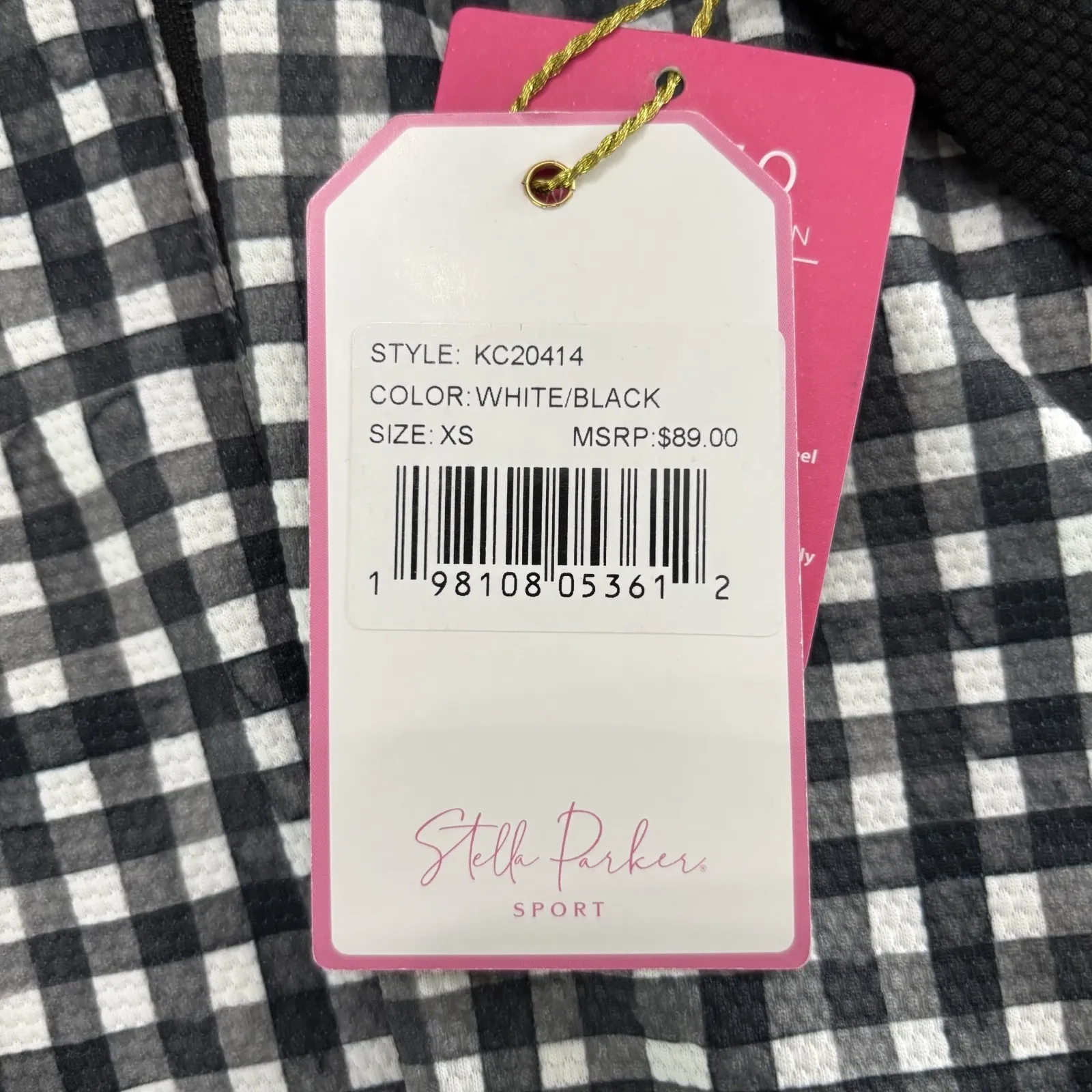 Stella Parker Vest Women XS Black White Gingham Full Zip Stretch Mock Neck UPF‎ - Image 14