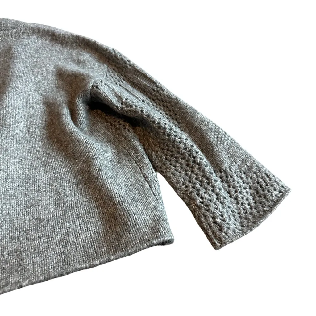 Vigoss Open-Frot Cardigan Sweater Grey Fringe Trim Woven Comfy Size Small NWT - Image 6