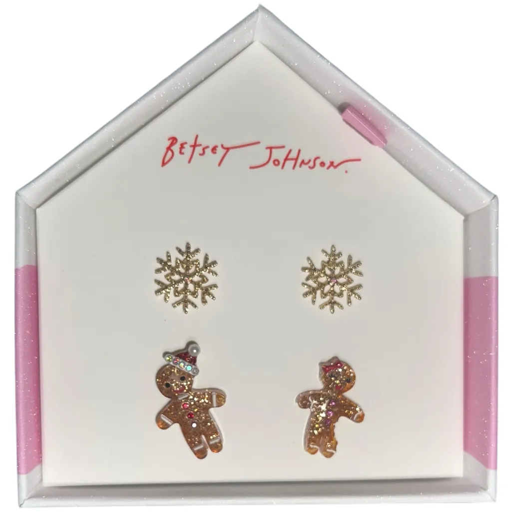 BETSEY JOHNSON SNOWFLAKE & GINGERBREAD FESTIVE EARRING BOX SET - Image 6