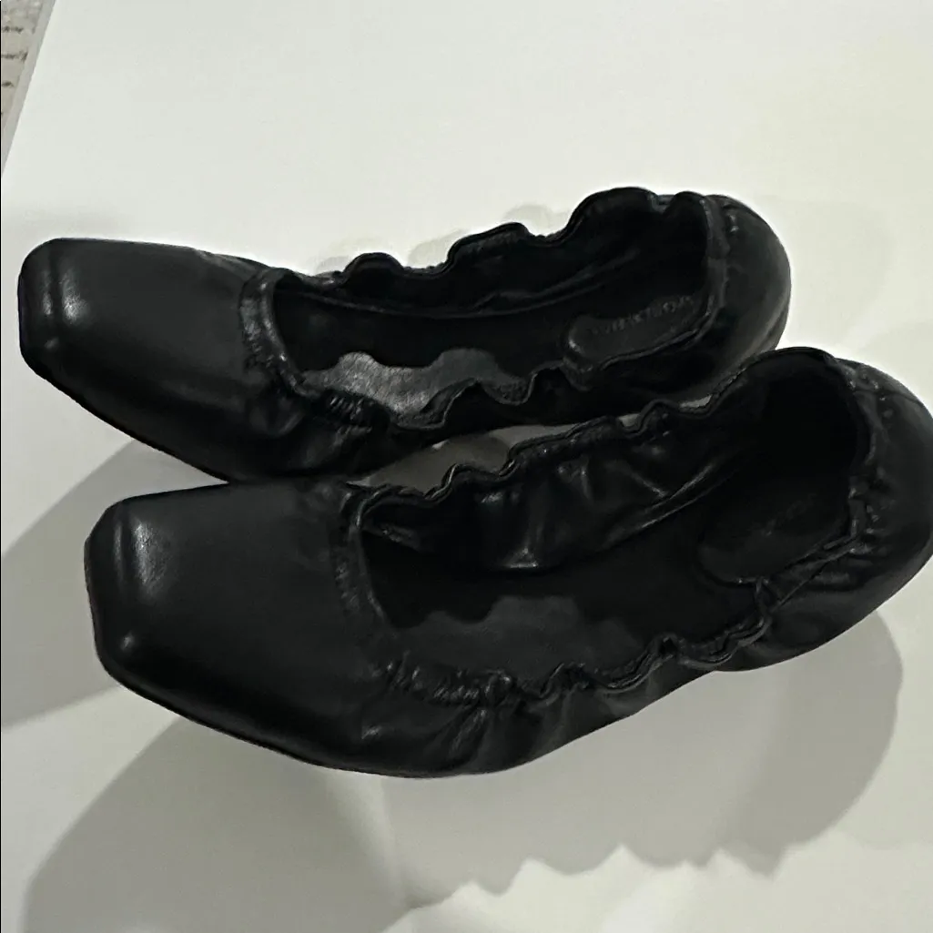 We Wore What Black Leather Ballet Flats Size 38 - Image 4