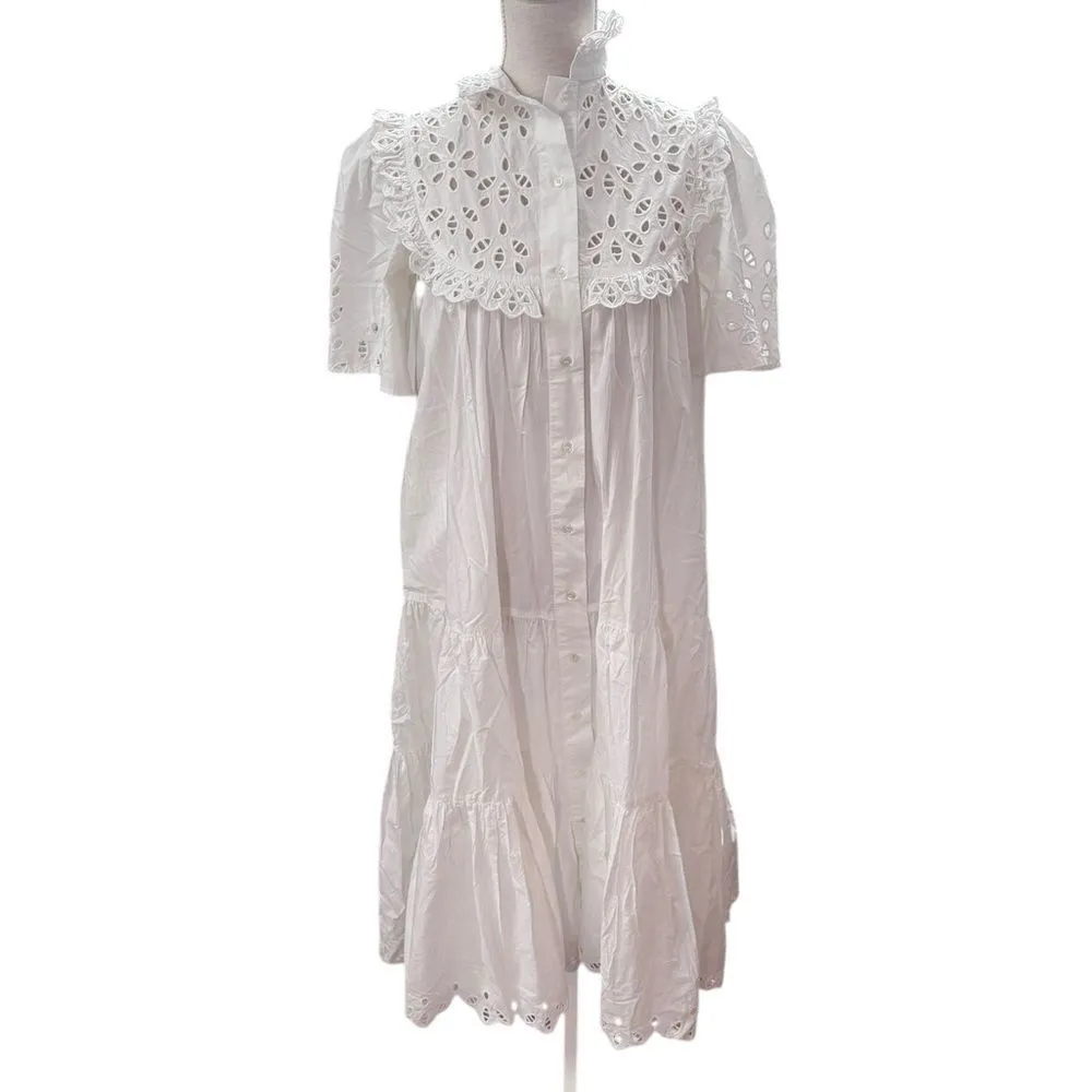 VIRGINIE DE VINSTER Birdy Broderie Anglaise Dress | White XS - Image 2