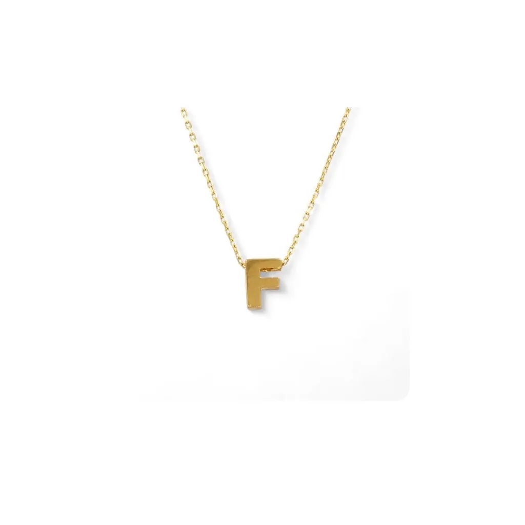 NEW Women's Letter F Dainty 14k Gold Filled‎ Block Necklace, 16-18” - Image 10