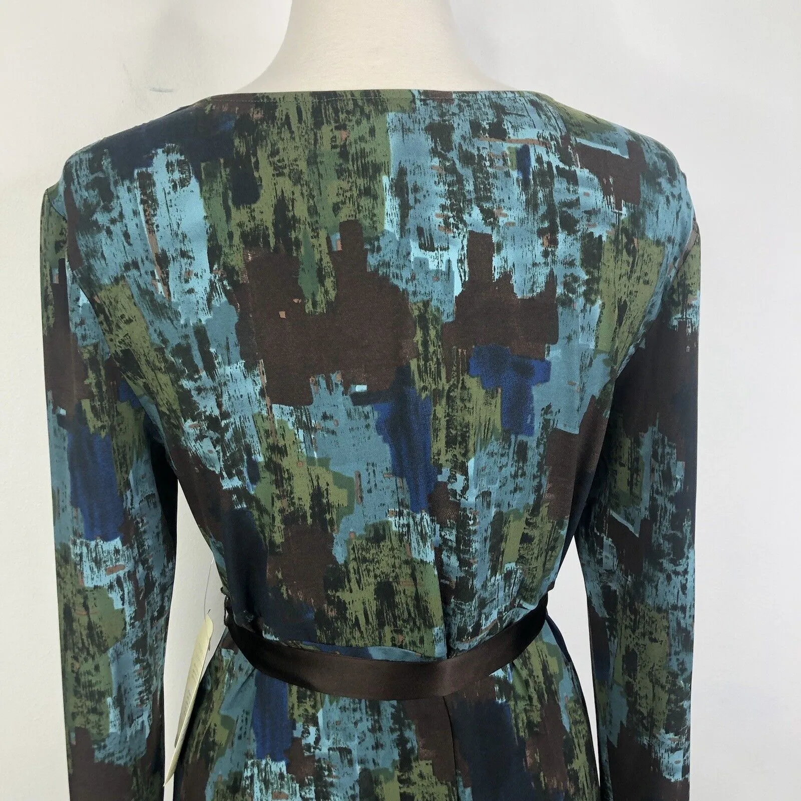 NEW BCBG MAXZRIA V-Neck Long Sleeve Multicolor Tie-Waist Dress Women's Large - Image 6