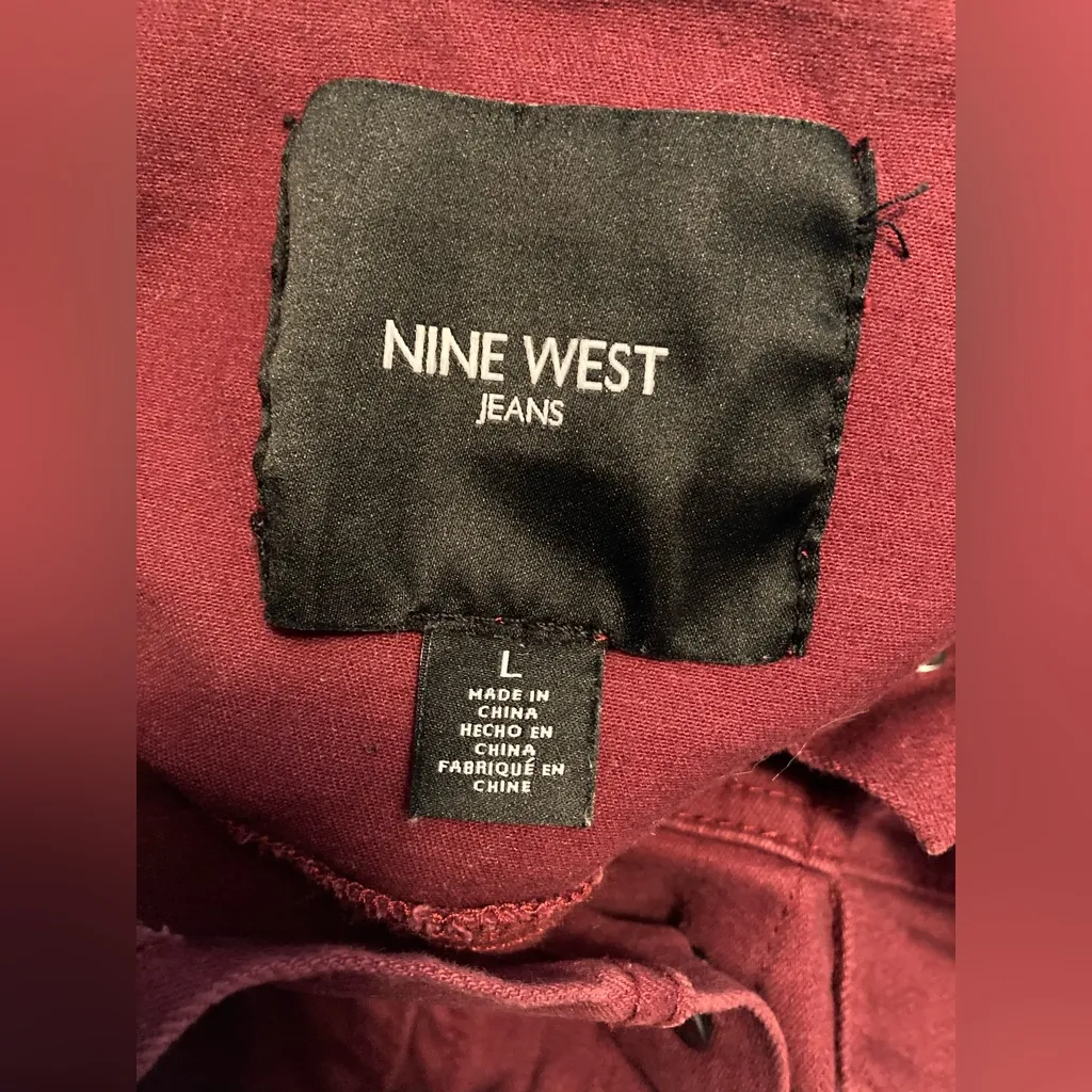 Nine West Burgundy Jean Jacket size:L - Image 7