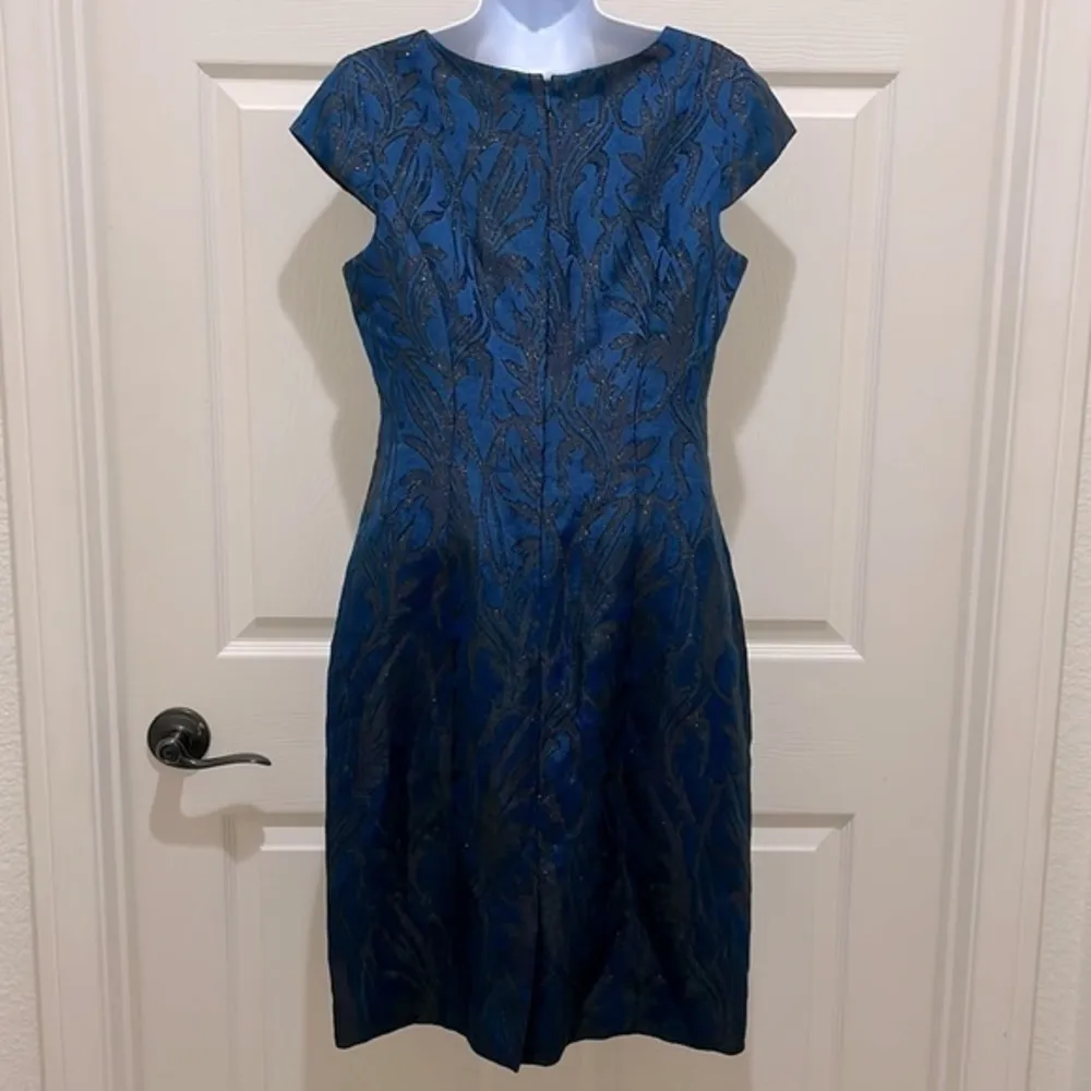 J. Crew Navy Blue & Black Sparkle Floral Sheath Dress - Image 2