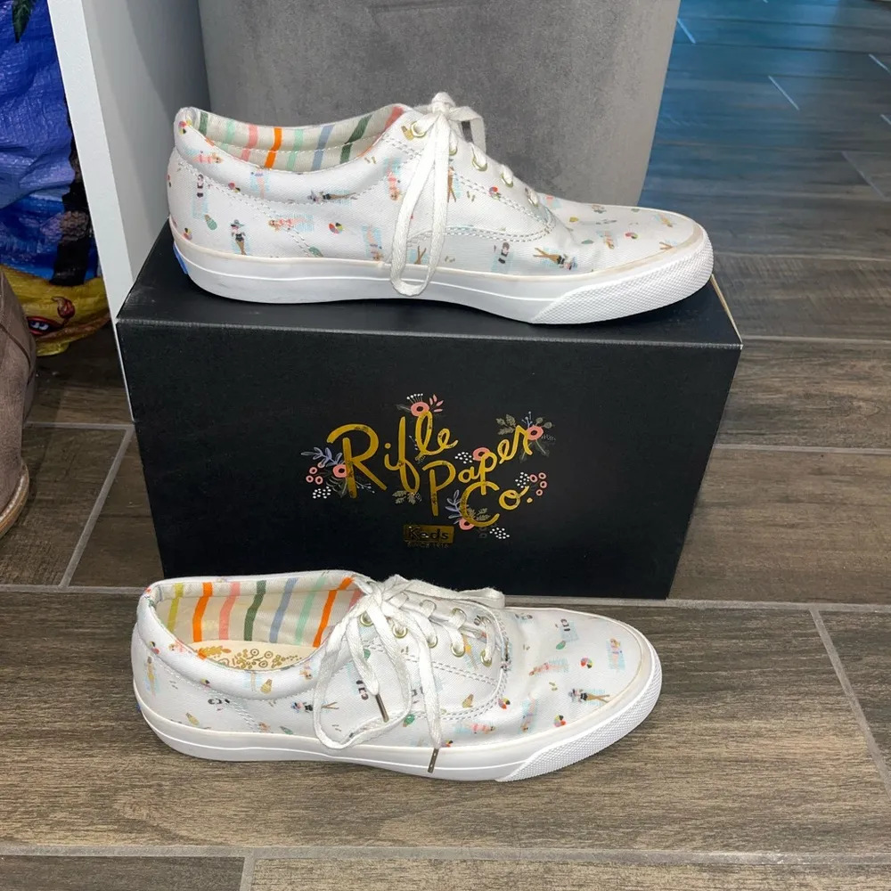 Rifle Paper Co. White Patterned Sneakers Size 8 - Image 2