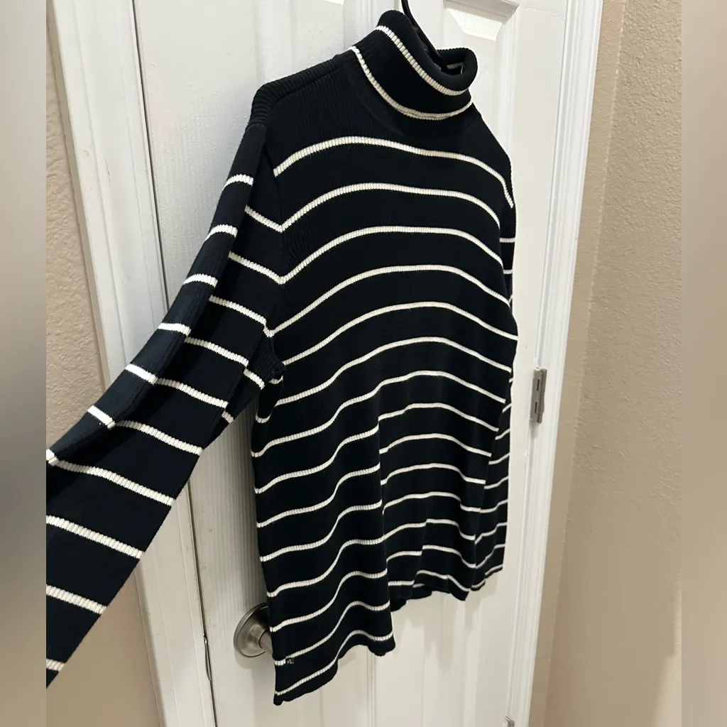 LAUREN RALPH LAUREN ribbed turtle neck sweater size XL black white - Image 8