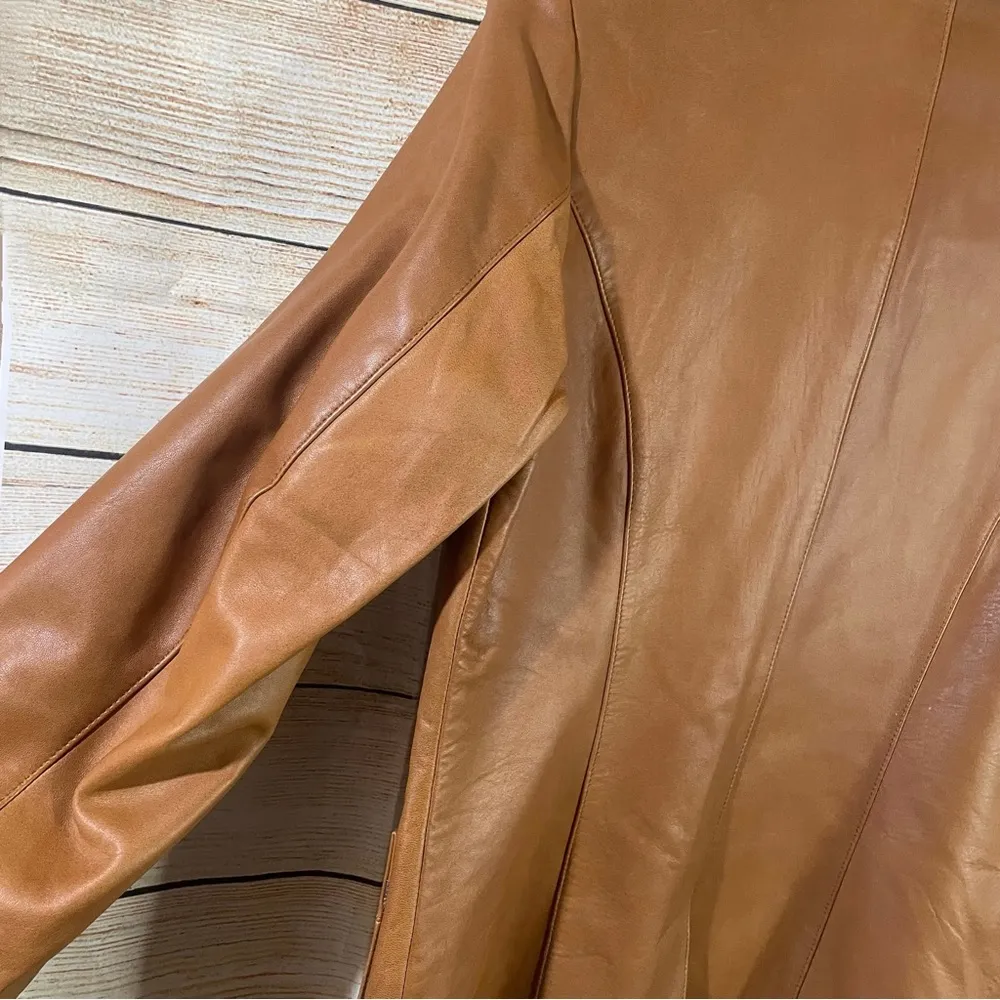 Vtg Anthro Isabella Bird genuine leather brown jacket women Size 6 - Image 3