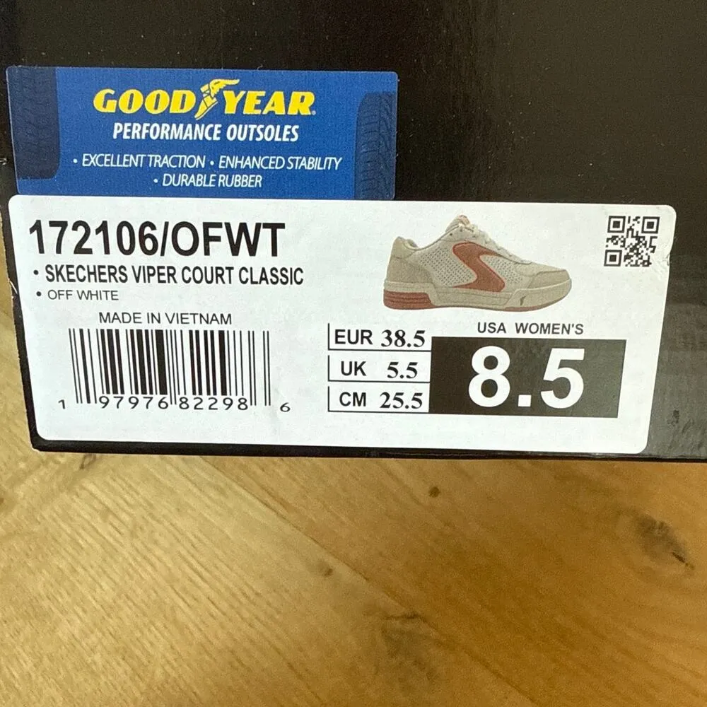 Skechers - Viper Court Classic Sneakers in Cream & Peach - Image 3